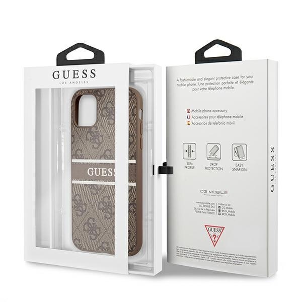 Guess GUHCN614GDBR iPhone 11 / Xr 6,1" brązowy/brown hardcase 4G Stripe
